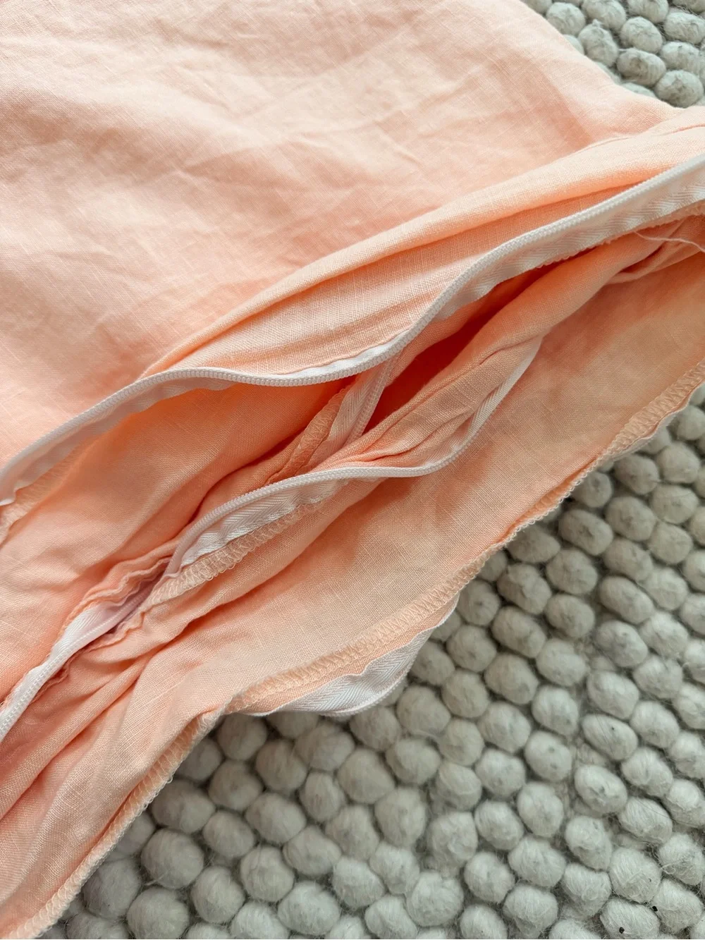 Dazed But Amazed Peach Linen Duvet with White Canvas Tote